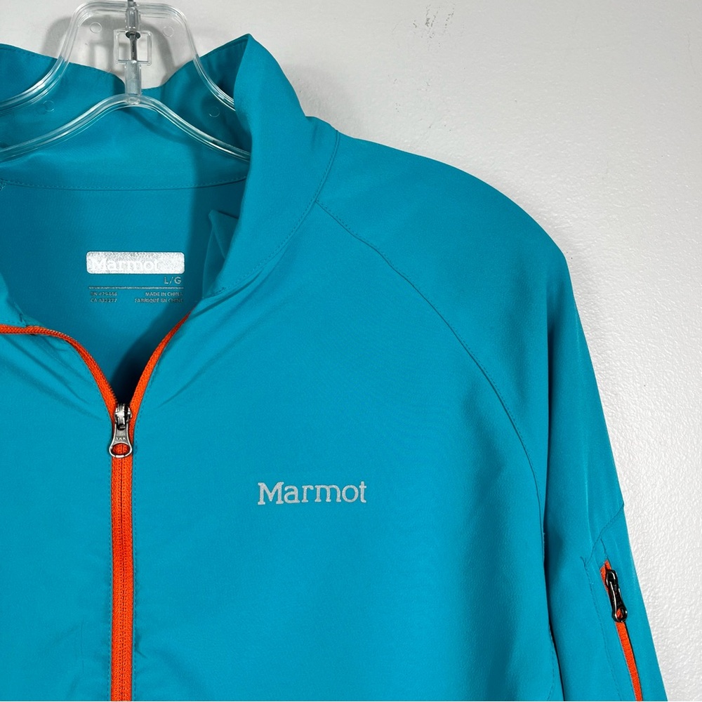 Marmot Women's Aqua Blue Neon Orange Half Zip Pullover Athletic Sweatshirt Large - Picture 5 of 7